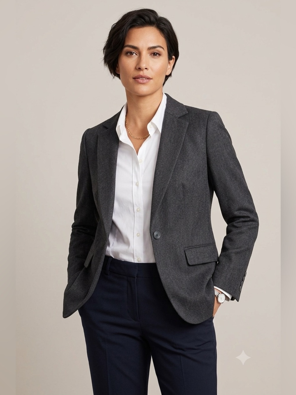 Pendleton Gray Wool Blazer Jacket Women’s 10P Petite Tailored Career Office